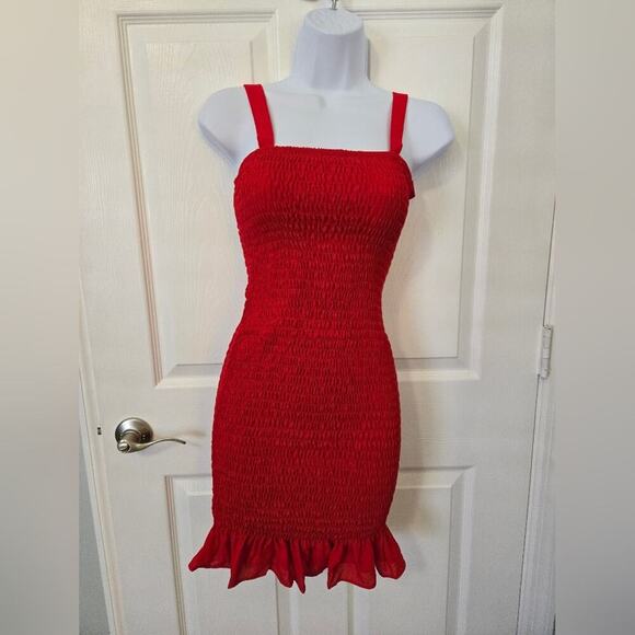 Krisa Smocked Tank Mini Dress NWT Red XS Party Festival going out Wedding guest - Picture 10 of 13